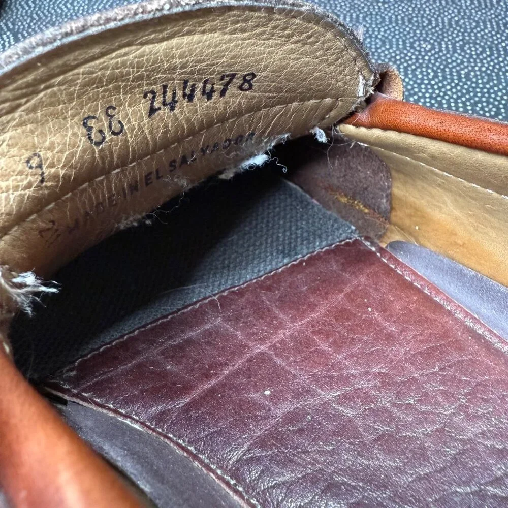 L.L. Bean Mens Leather Loafers Burgundy & Brown Size 9
